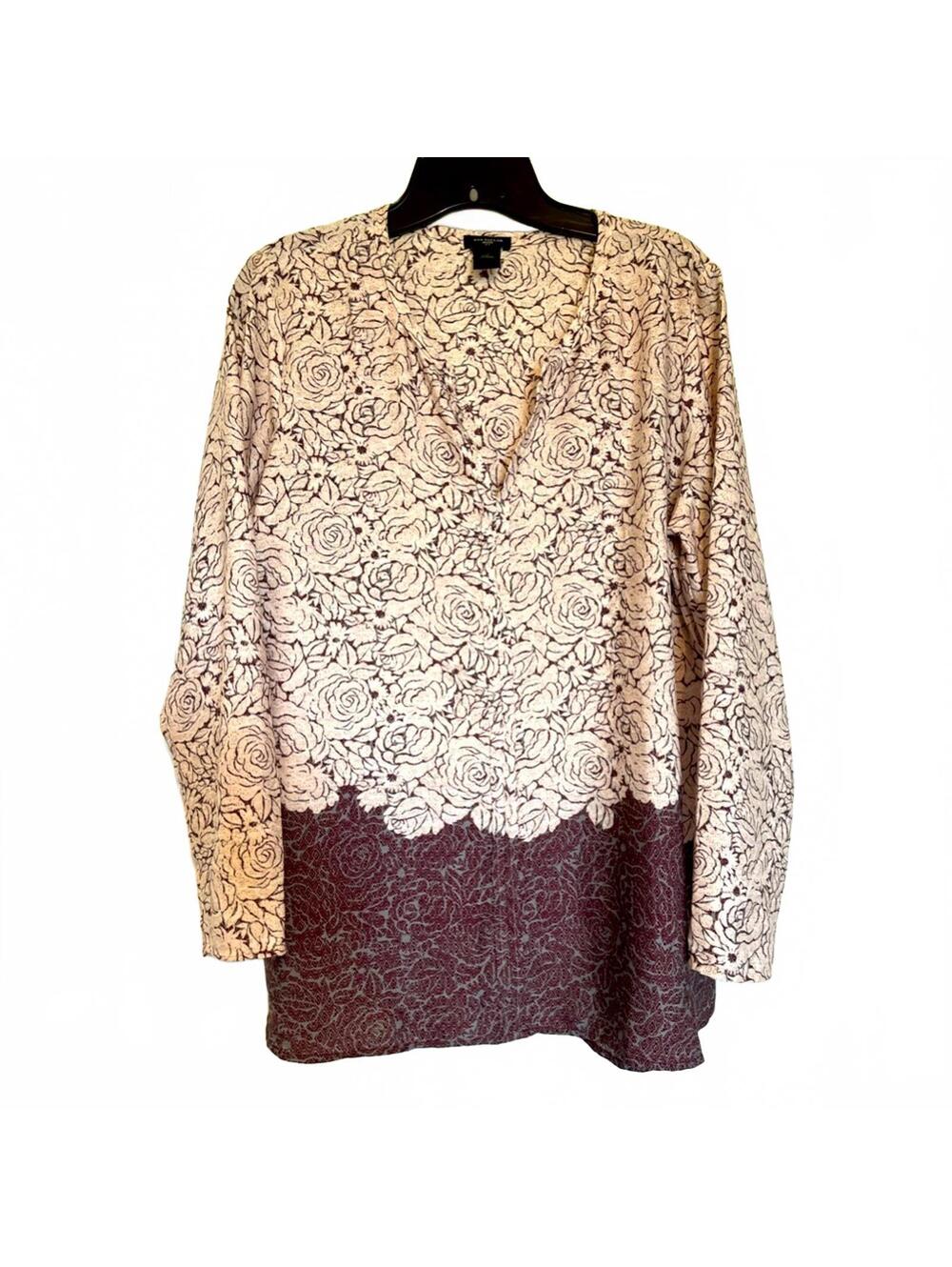 Sheer Floral Tunic Blouse Lightweight Boho Romantic Top
